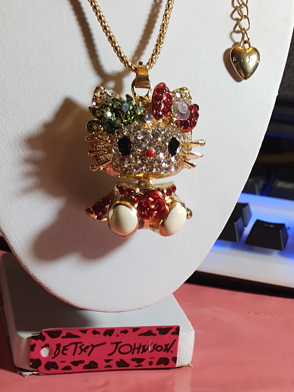 Betsey Johnson Gold-tone Crystal Cat Pendant Necklace - Multi
